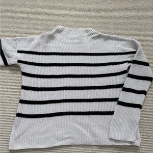 Banana Republic White and Black Striped Sweater